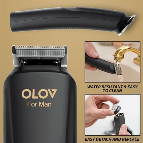 OLOV men's trimmer with water-resistant and easy detach features.